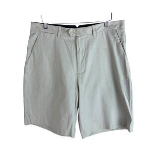 NEW Ashworth Mens Golf Shorts Size 36 Beige Herringbone Flat Front Cotton‎